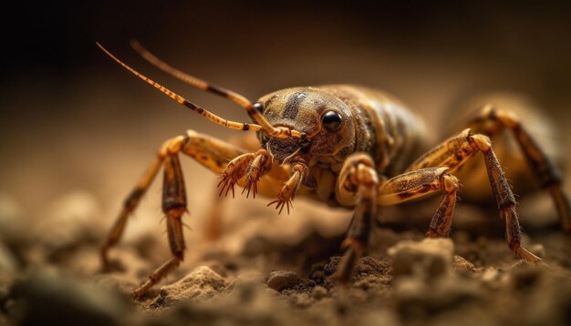 Espeluznante pata de araña agarra con fuerza una hoja amarilla generada por IA