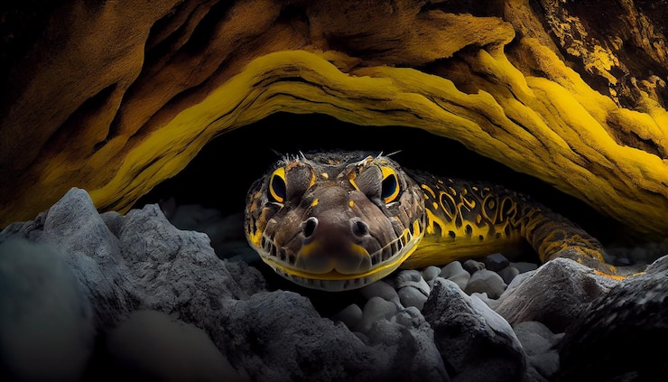 Foto gratuito los espeluznantes ojos amarillos de los animales sorprenden a los humanos generados por la ia