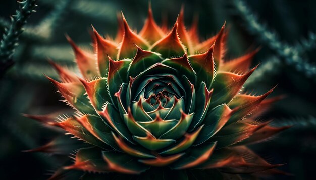 Foto gratuita espina afilada en la hoja de una planta suculenta verde generada por ia