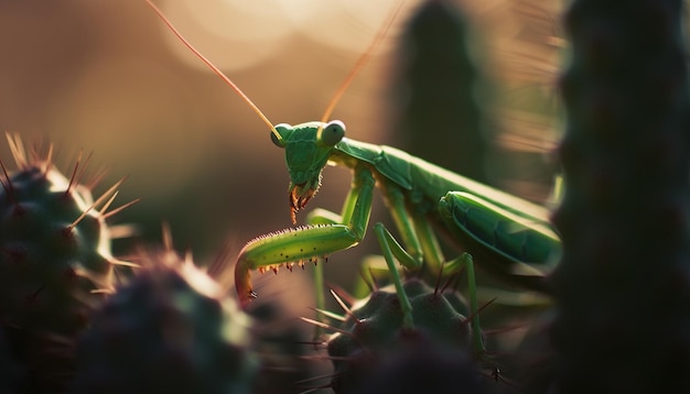 Foto gratuita espina afilada en peligro de hoja amarilla al acecho generado por ia