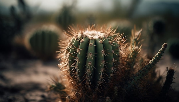 Foto gratuita espinas afiladas en plantas suculentas en clima árido generadas por ia