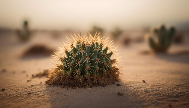 Espinas afiladas en plantas suculentas en clima árido IA generativa