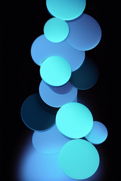 Una espiral de luces azules en un cuarto oscuro