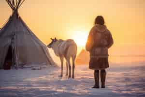 Foto gratuita los esquimales viven en condiciones climáticas extremas