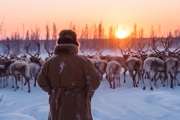 Foto gratuita los esquimales viven en condiciones climáticas extremas