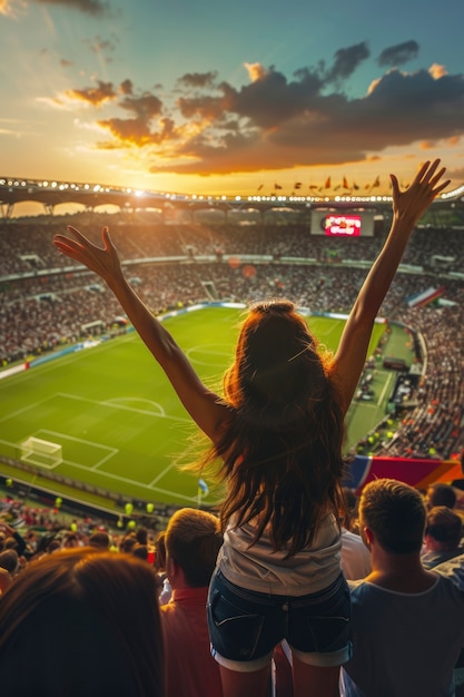 Foto gratuita estadio de fútbol lleno de gente.