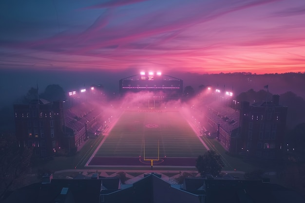 Foto gratuita estadio de fútbol vacío con una fantástica vista del cielo