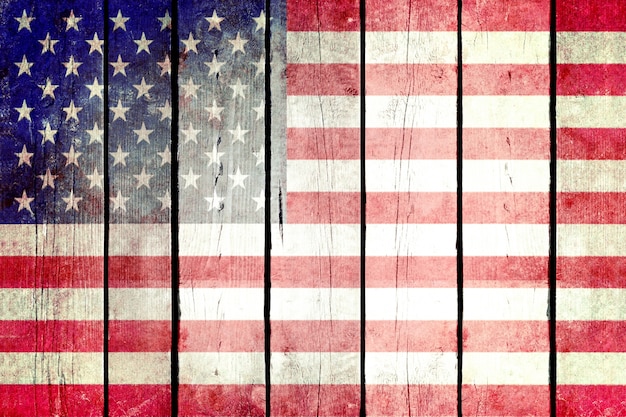 Estados Unidos grunge bandera de madera.