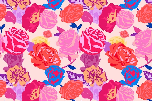 Foto gratuita estampado de flores estético rosa con fondo de colores de rosas