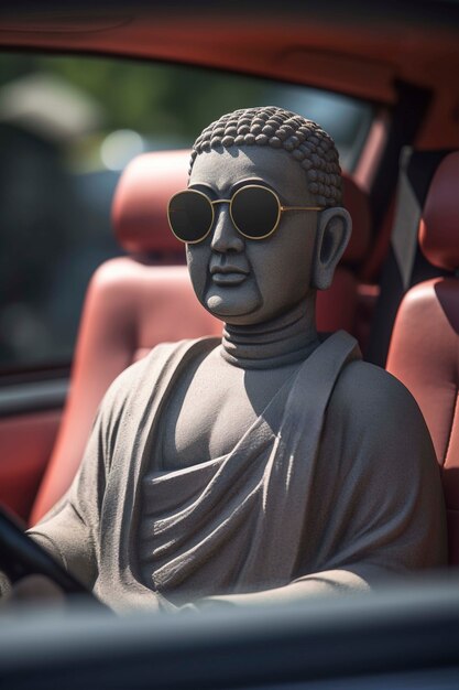 Foto gratuita estatua de buda en el coche