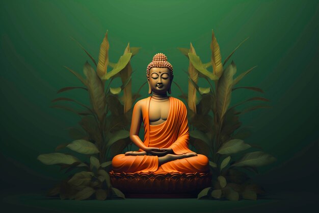 Estatua de Buda con hojas