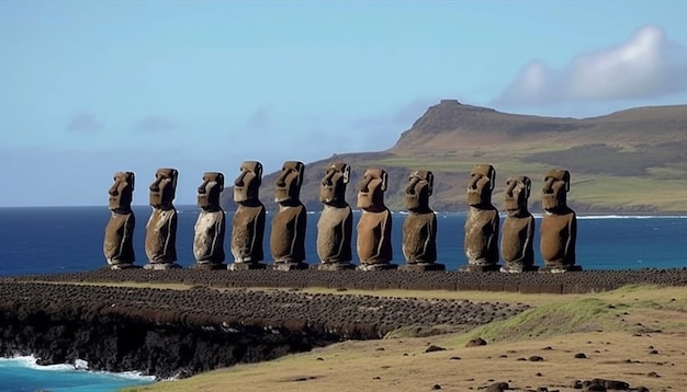 Foto gratuita estatua de pie de una antigua civilización en áfrica generada por ia