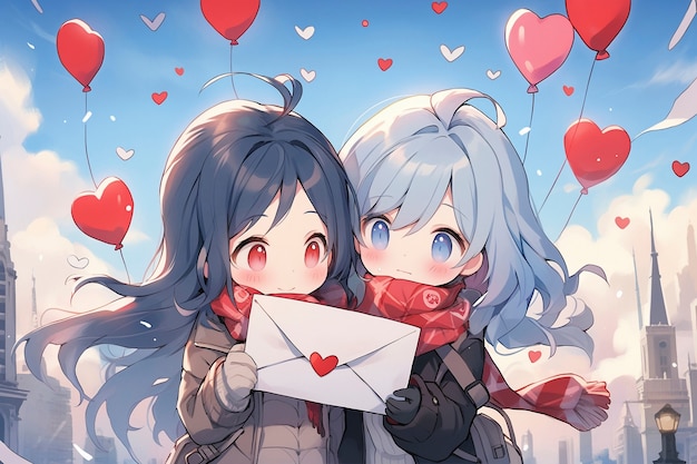 Foto gratuita estilo de anime celebrando el día de san valentín