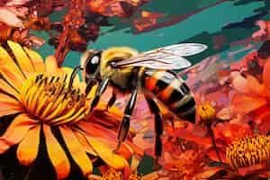 Foto gratuita estilo de arte digital abeja