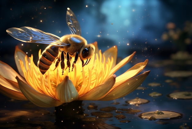 Foto gratuita estilo de arte digital abeja