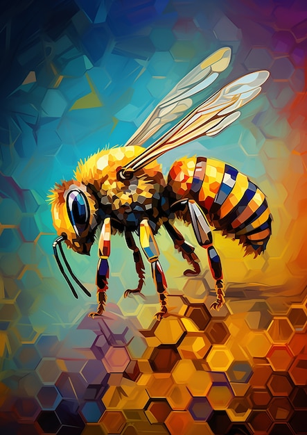 Foto gratuita estilo de arte digital abeja