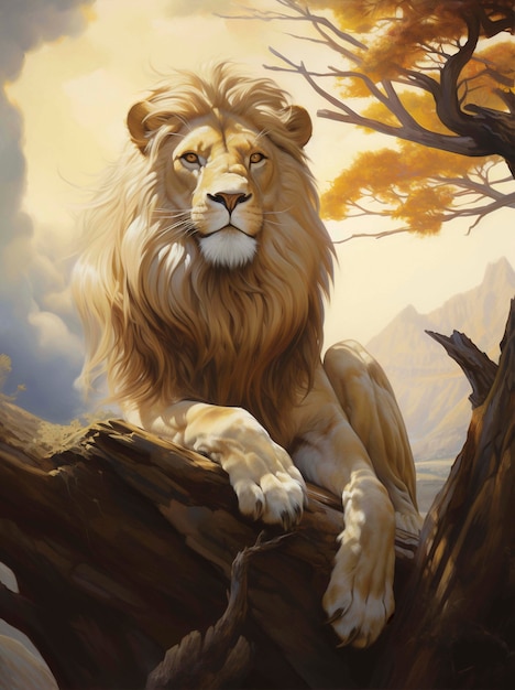 Foto gratuita estilo de arte digital de los leones