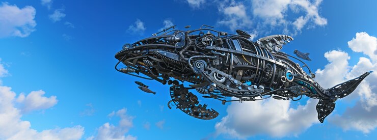 Foto gratuito estilo fantasía, mitad ballena, mitad robot