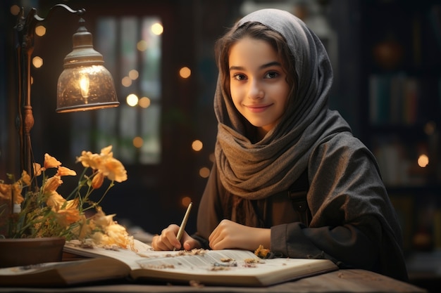 Estilo de vida de una chica islámica de mediana edad