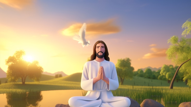 Foto gratuito el estilo de vida de jesucristo en dibujos animados