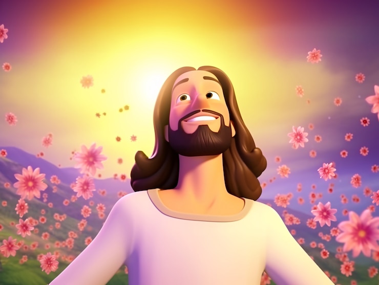 Foto gratuito el estilo de vida de jesucristo en dibujos animados