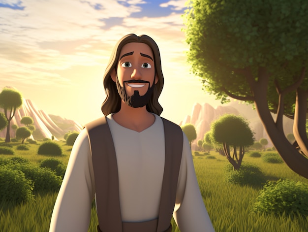 Foto gratuita el estilo de vida de jesucristo en dibujos animados