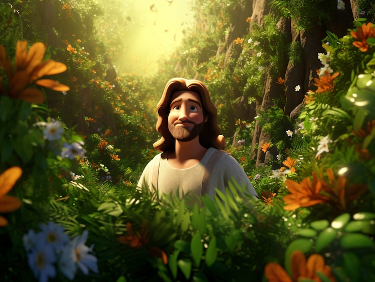 Foto gratuito el estilo de vida de jesucristo en dibujos animados