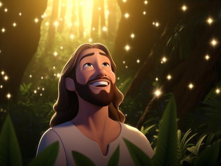 Foto gratuito el estilo de vida de jesucristo en dibujos animados