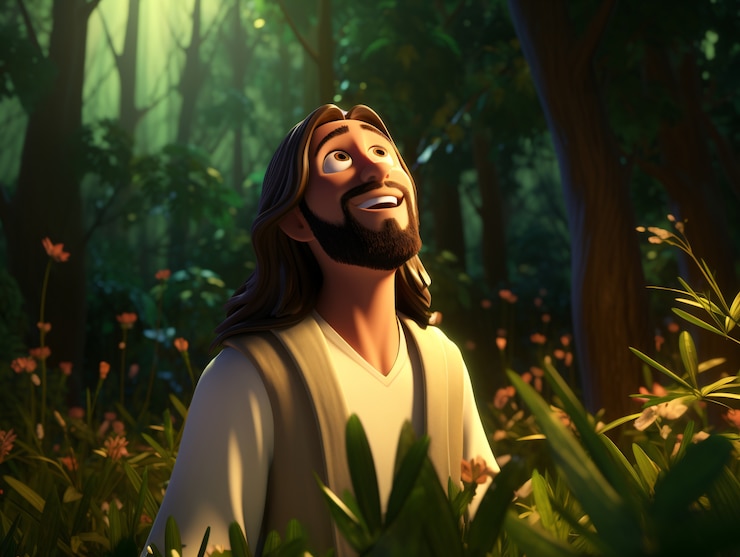Foto gratuito el estilo de vida de jesucristo en dibujos animados