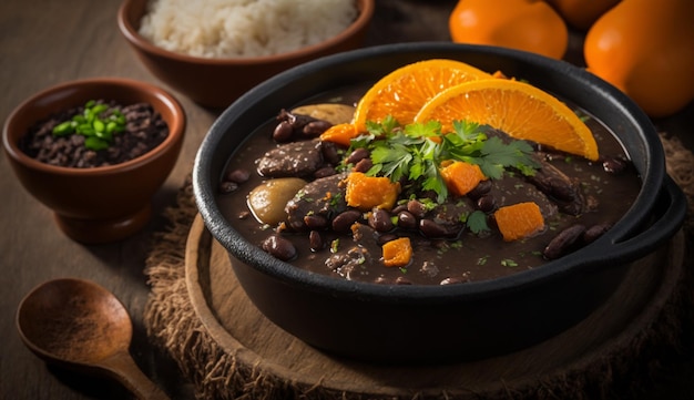 Foto gratuita estofado de ternera fresca en bol de loza rústica con verduras ia generativa