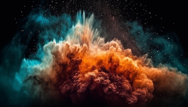 Foto gratuita la estrella explosiva crea una constelación abstracta en una ilustración de galaxia amarilla brillante generada por ia