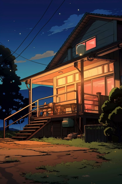 Foto gratuita estructura de la casa al estilo del anime