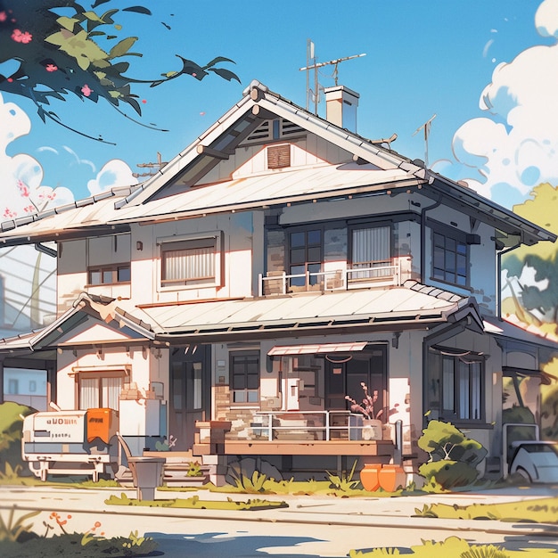 Foto gratuita estructura de la casa al estilo del anime