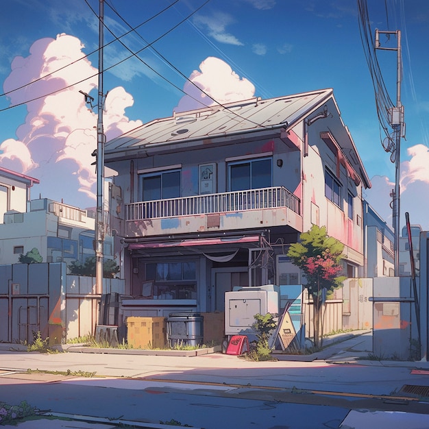 Foto gratuita estructura de la casa al estilo del anime