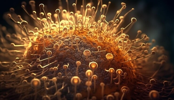 Foto gratuito la estructura molecular magnificada de las bacterias causa enfermedades generadas por ia