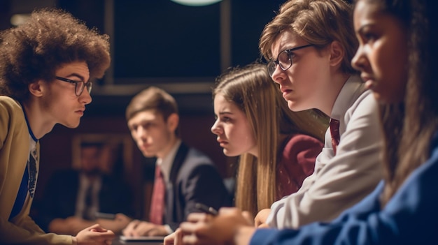 Los estudiantes participaron en un acalorado debate en el club de debate de la escuela.