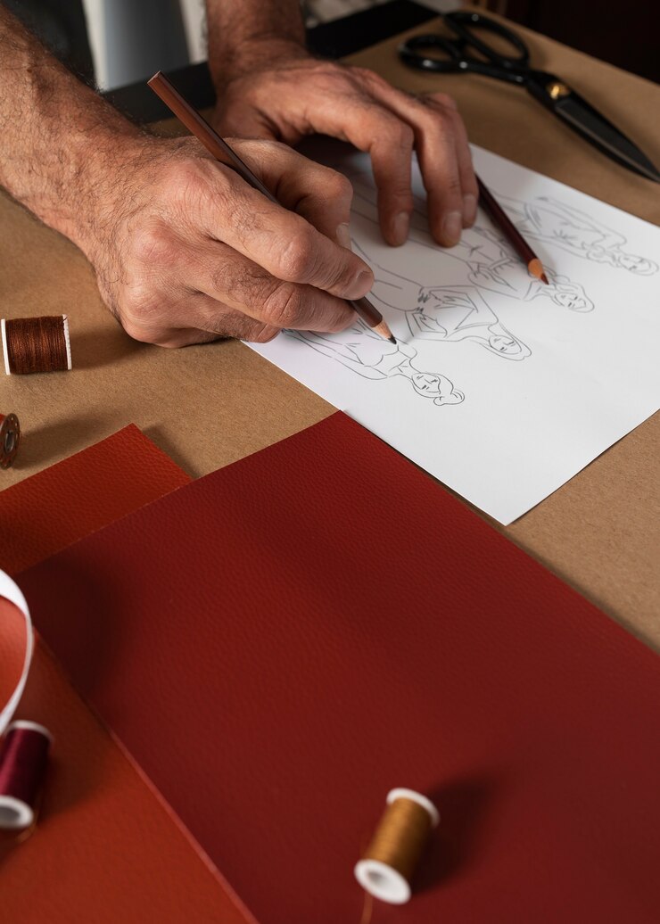 Foto gratuito estudio de diseñador de moda con elementos esenciales.