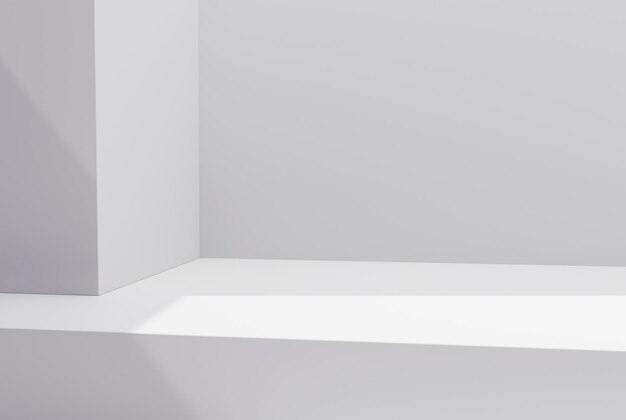 Exhibición del producto del podio del pedestal del fondo del escenario gris para mostrar el producto en la representación 3d del fondo blanco