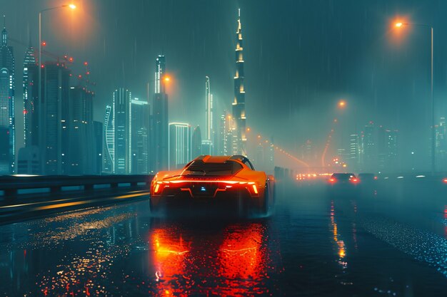 Exploración futurista del paisaje urbano en evolución de Dubái