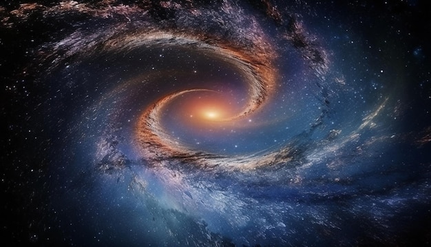Foto gratuita explorando la galaxia abstracta profunda, un brillante rastro de estrellas brilla generado por ia
