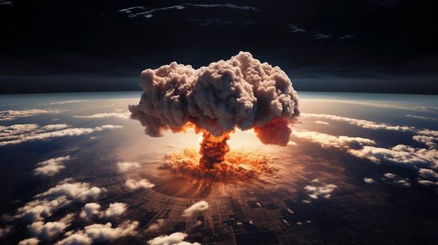 Explosión apocalíptica de una bomba nuclear