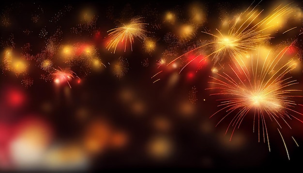 Explosión de celebración con vibrantes fuegos artificiales multicolores IA generativa