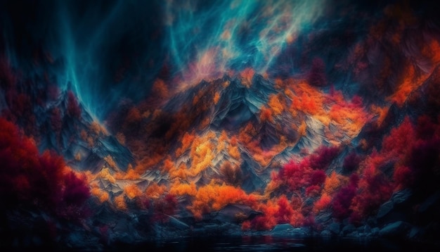 Foto gratuita explosión de colores vibrantes en una galaxia futurista generada por ia