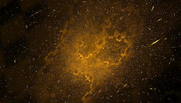 Foto gratuita explosión de polvo de partículas de brillo brilla fondo dorado