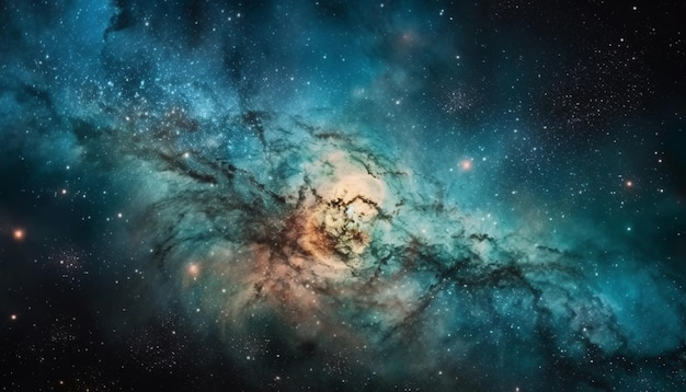 Foto gratuita explosión de supernova ilumina el telón de fondo de la galaxia en una creación futurista abstracta generada por ia