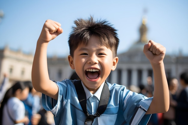 Foto gratuita expresión alegre papel pintado de niño feliz