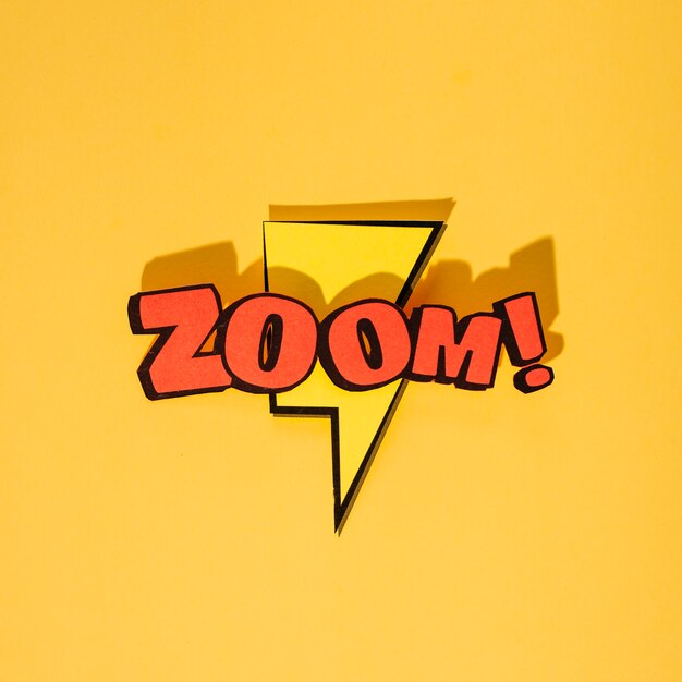 Expresión de etiqueta exclusiva de fuente de dibujos animados de zoom en thunderbolt