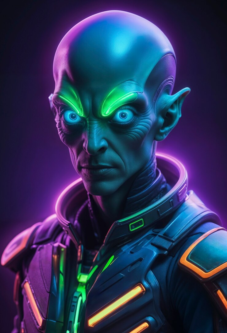 Foto gratuito extraterrestres fantásticos con colores de neón brillantes