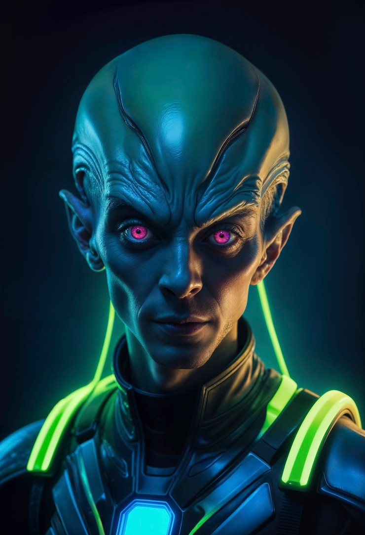 Foto gratuito extraterrestres fantásticos con colores de neón brillantes