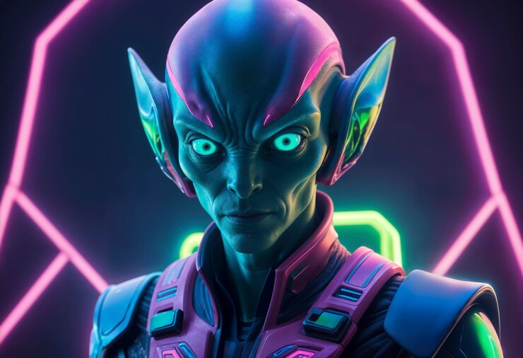Foto gratuito extraterrestres fantásticos con colores de neón brillantes